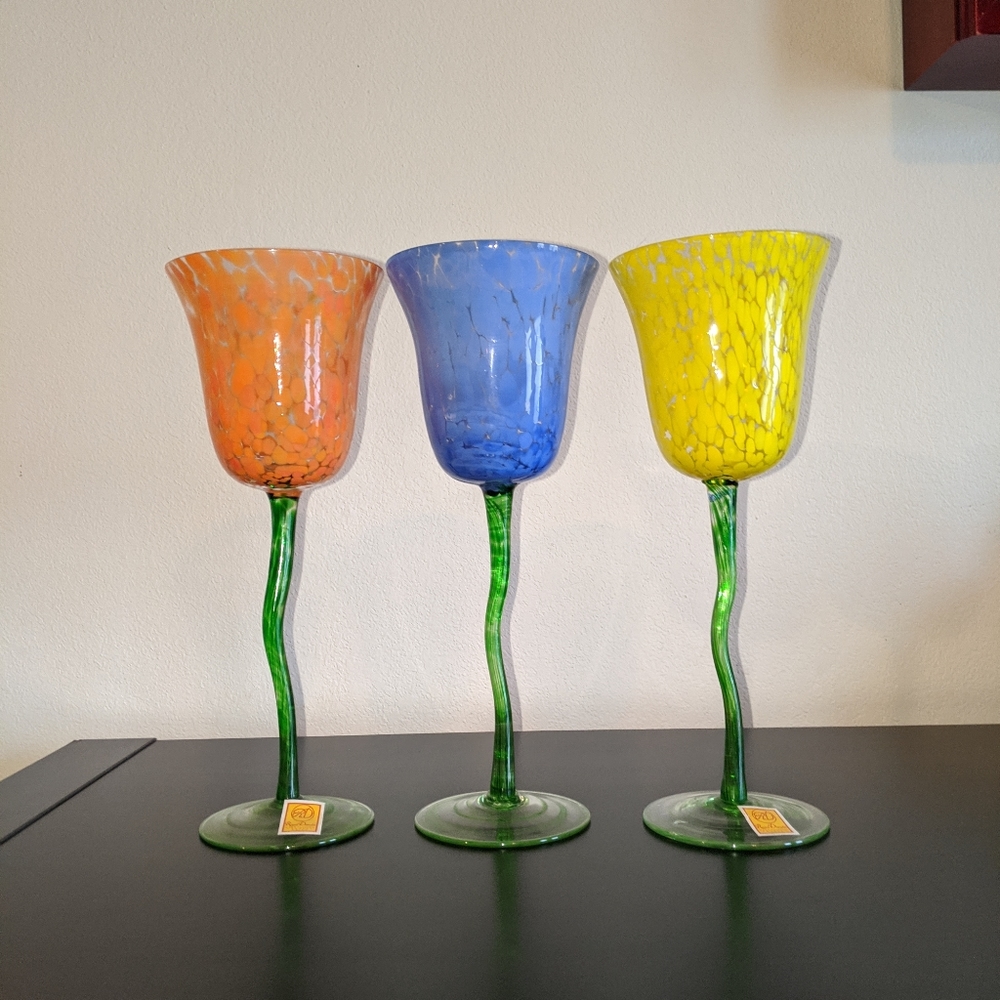 Colorful Handcrafted Glass Goblet Set